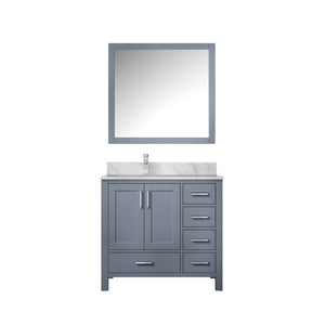 English Elm Dark Grey Bath Vanity Set With Carrara Marble Top, Chrome Faucet & Coordinated 34" Mirror Included B2731S01260