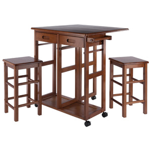 Winsome Wood Suzanne 3-piece Space Saver Set With Tuck-away Stools, Ideal For Small Spaces And Easy Mobility Teak Solid ,Composite Wood 39330-winsome-wood