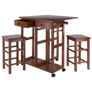 Winsome Wood Suzanne 3-piece Space Saver Set With Tuck-away Stools, Ideal For Small Spaces And Easy Mobility Teak Solid ,Composite Wood 39330-winsome-wood