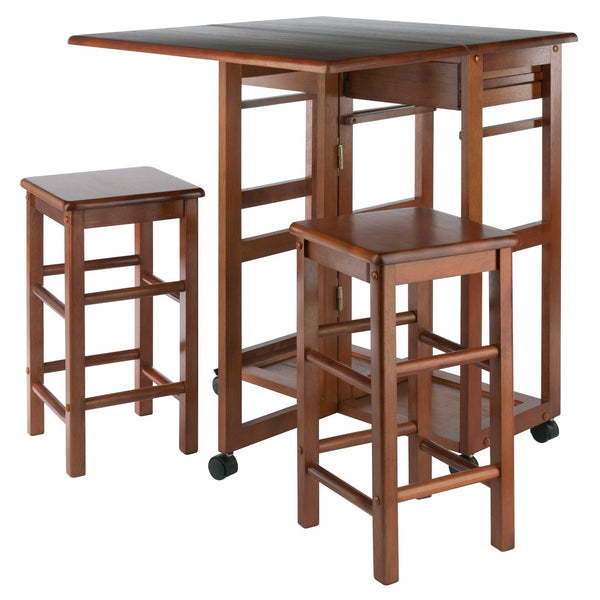 Winsome Wood Suzanne 3-piece Space Saver Set With Tuck-away Stools, Ideal For Small Spaces And Easy Mobility Teak Solid ,Composite Wood 39330-winsome-wood