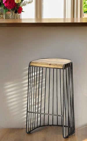 Homeroots 29" Light Brown Iron Backless Bar Chair   393421