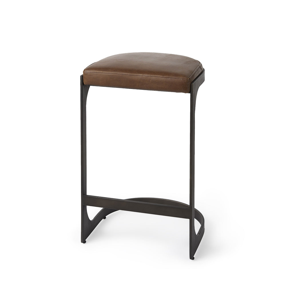 Homeroots 29" Medium Brown Iron Backless Bar Chair   393426