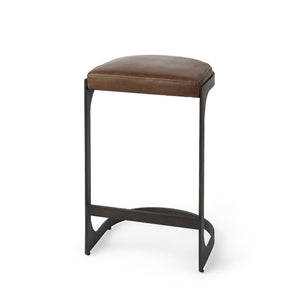 Homeroots 29" Medium Brown Iron Backless Bar Chair   393426