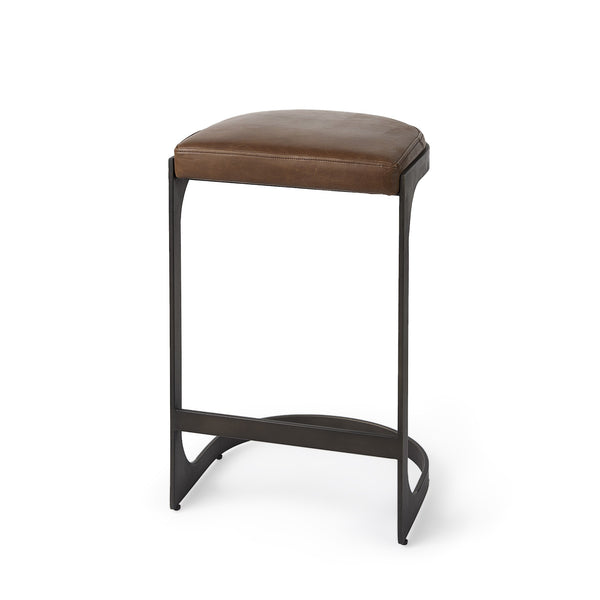 Homeroots 29" Medium Brown Iron Backless Bar Chair   393426