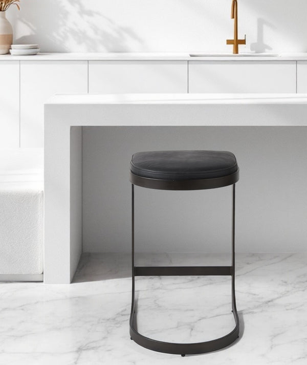 Homeroots 29" Black Iron Backless Bar Chair   393427