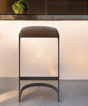 Homeroots 35" Medium Brown Iron Backless Bar Chair   393428