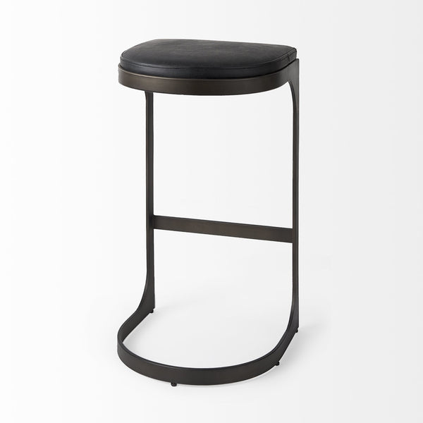 Homeroots 35" Black Iron Backless Bar Chair   393429