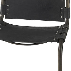 Homeroots 29" Black Leather And Iron Bar Chair   393431