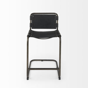 Homeroots 29" Black Leather And Iron Bar Chair   393431