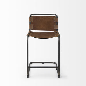 Homeroots 29" Brown And Black Steel Bar Chair   393432