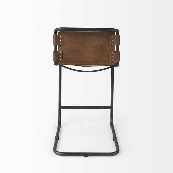 Homeroots 29" Brown And Black Steel Bar Chair   393432