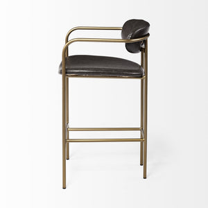 Homeroots 29" Deep Brown Steel Low Back Bar Chair  Faux Leather,Metal 393433