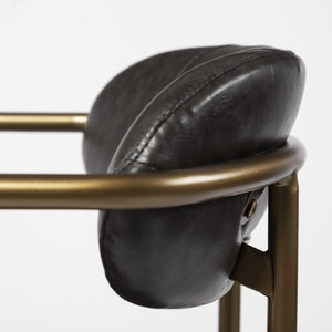 Homeroots 29" Deep Brown Steel Low Back Bar Chair  Faux Leather,Metal 393433