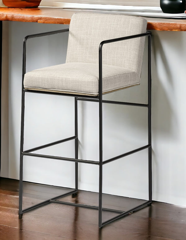 Homeroots 29" Beige Iron Counter Height Bar Chair  Fabric,Iron 393434