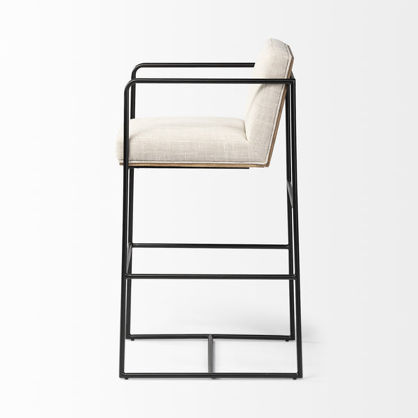 Homeroots 29" Beige Iron Counter Height Bar Chair  Fabric,Iron 393434