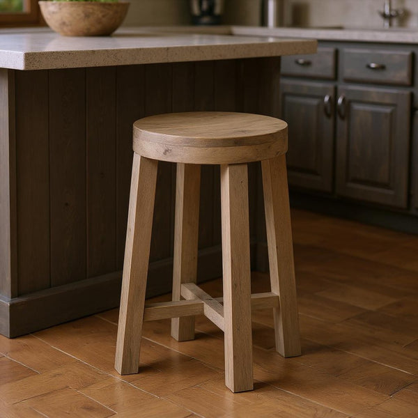 HomeRoots 26" Stylish Backless Counter Height Bar Chair - Chic Solid Wood Design for Modern Kitchens & Bars 393435