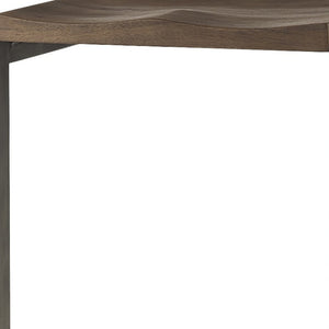 Homeroots 30" Wood Brown And Gray Solid Wood And Metal Backless Bar Height Bar Chair   393438