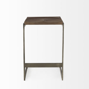 Homeroots 26" Wood Brown And Brown Solid Wood And Metal Backless Counter Height Bar Chair   393439