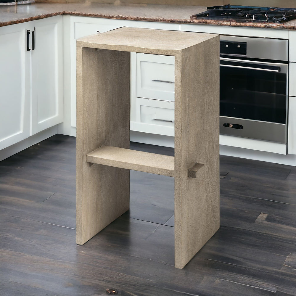 Homeroots 30" Brown Solid And Manufactured Wood Backless Counter Height Bar Chair   393440