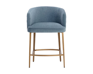Sunpan Cornella Counter Stool - Elegant Modern Design with Antique Brass Frame and Chic Diamond Stitching Danny Iceberg