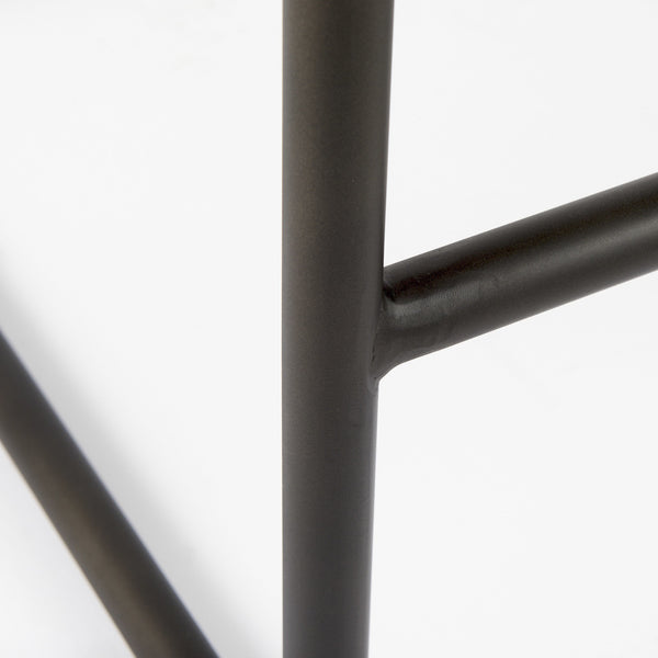 Homeroots 30" Brown And Black Leather And Iron Bar Chair   393445