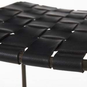 Homeroots 35" Brown And Black Leather And Iron Backless Counter Height Bar Chair   393447