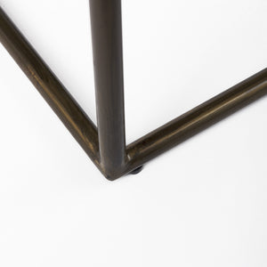 Homeroots 35" Brown And Black Leather And Iron Backless Counter Height Bar Chair   393447