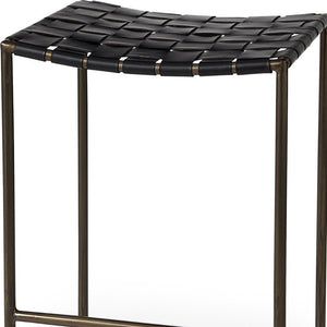 Homeroots 29" Brown Leather And Iron Backless Bar Chair   393448