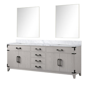 English Elm White Oak Double Bath Vanity With Carrara Marble Top & 36" Mirrors - Elegant Storage Solution B2731S01625-GIGA