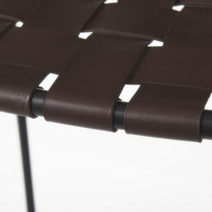 Homeroots 30" Brown And Black Leather And Iron Backless Bar Height Bar Chair   393450