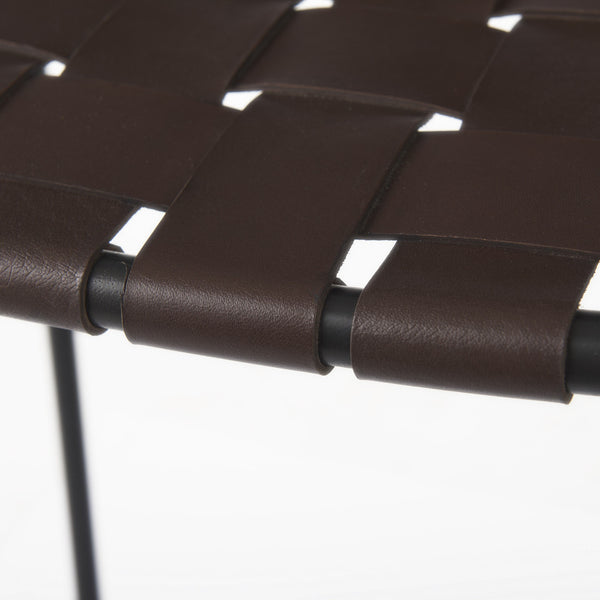 Homeroots 30" Brown And Black Leather And Iron Backless Bar Height Bar Chair   393450