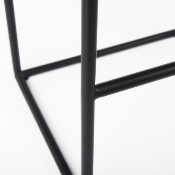 Homeroots 30" Brown And Black Leather And Iron Backless Bar Height Bar Chair   393450