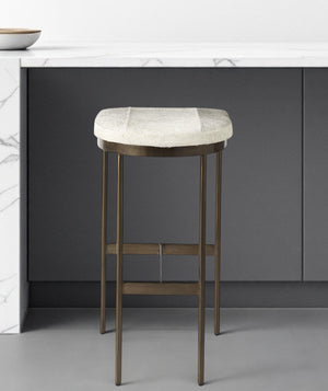 Homeroots 35" Grey Iron Backless Bar Chair   393452