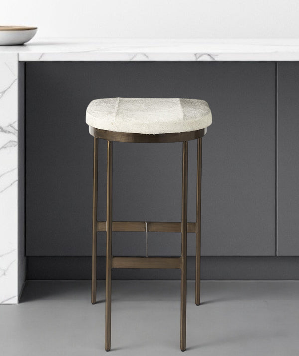 Homeroots 35" Grey Iron Backless Bar Chair   393452