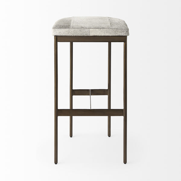 Homeroots 35" Grey Iron Backless Bar Chair   393452