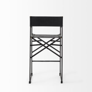 Homeroots 29" Black Leather And Iron Bar Chair   393459