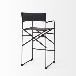 Homeroots 29" Black Leather And Iron Bar Chair   393459