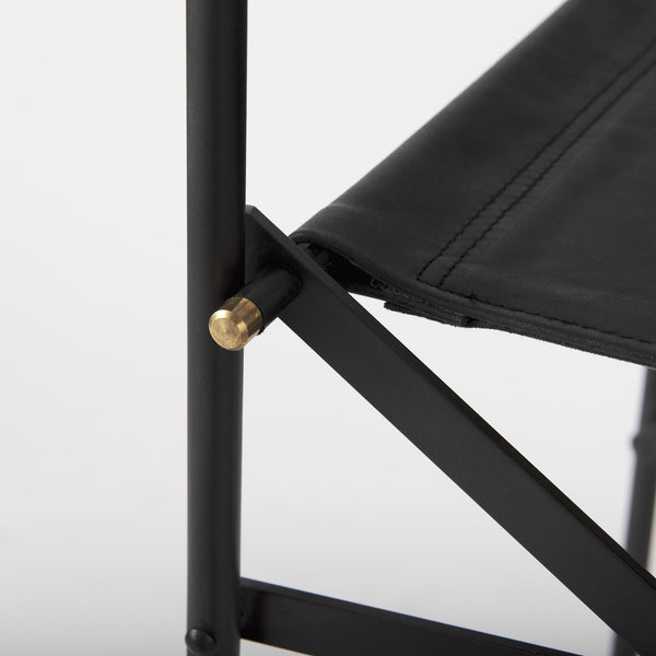 Homeroots 29" Black Leather And Iron Bar Chair   393459