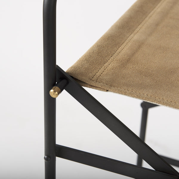 Homeroots 27" Brown And Black Leather And Metal Bar Chair   393461