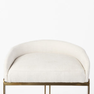 Homeroots 29" White Nickel Low Back Bar Chair  Fabric,Solid Metal 393466