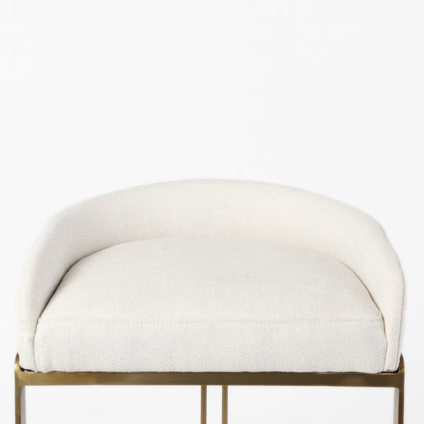 Homeroots 29" White Nickel Low Back Bar Chair  Fabric,Solid Metal 393466