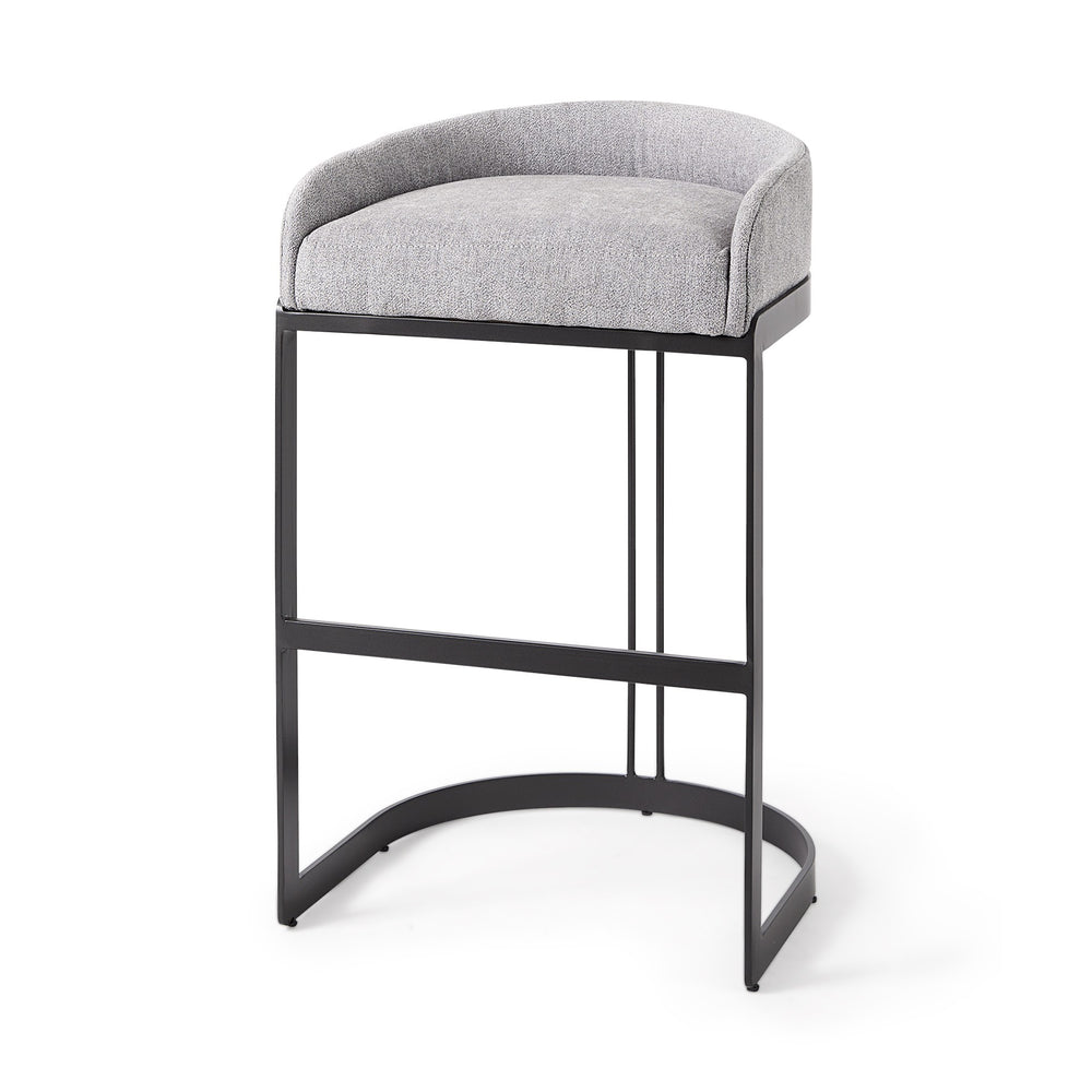 Homeroots 30" Gray And Black Low Back Bar Height Bar Chair   393469