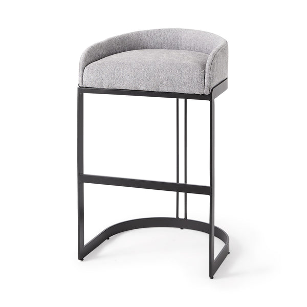 Homeroots 30" Gray And Black Low Back Bar Height Bar Chair   393469