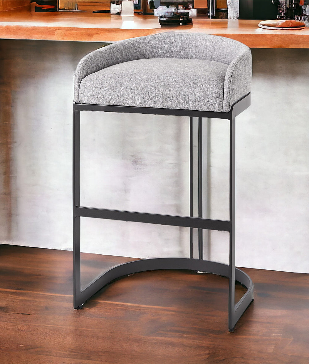 Homeroots 30" Gray And Black Low Back Bar Height Bar Chair   393469