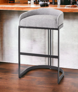 Homeroots 30" Gray And Black Low Back Bar Height Bar Chair   393469