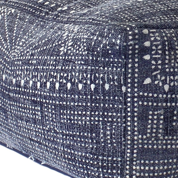 Homeroots Navy Blue Patterned Rectangle Pouf  Cotton 393471