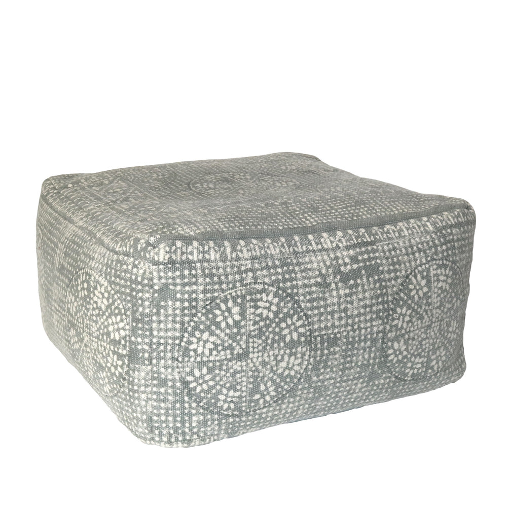 Homeroots Light Gray Patterned Rectangle Pouf  Cotton 393476