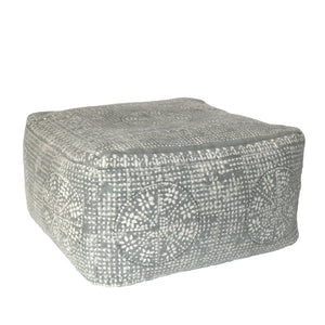Homeroots Light Gray Patterned Rectangle Pouf  Cotton 393476
