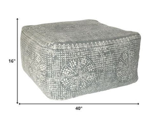 Homeroots Light Gray Patterned Rectangle Pouf  Cotton 393476