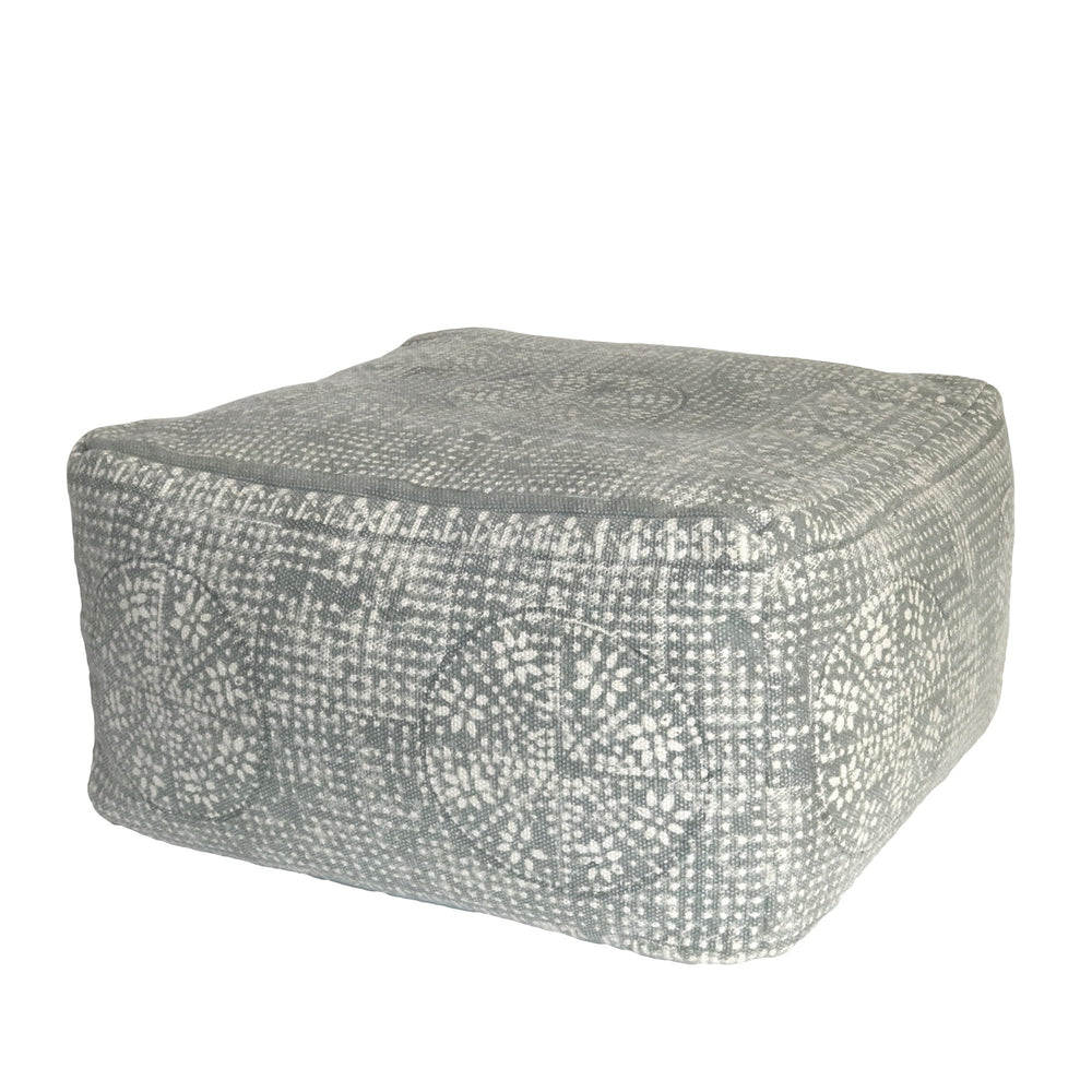 Homeroots Light Gray Patterned Rectangle Pouf  Cotton 393476